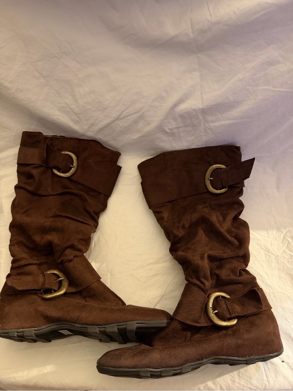 #425 Women’s Brown Slouchy Buckle Journee Collection Mid-Calf Boots